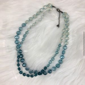 Ombré Blue Faceted Bead Multi Strand Vintage Necklace